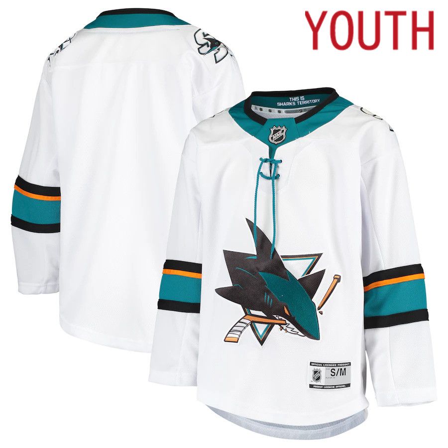 Youth San Jose Sharks White Away Premier NHL Jersey->youth nhl jersey->Youth Jersey